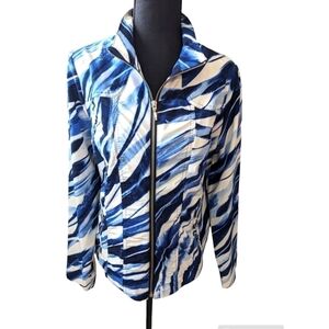 Chico Zenergy jacket size 1 or regular med.  Blue and white abstract pattern